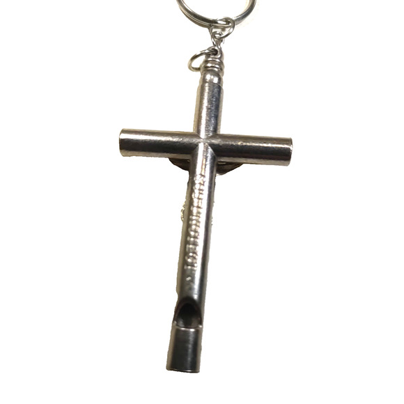 God Protect Religious Keychain Jesus Silver Tone Safety Whistle - Picture 6 of 7